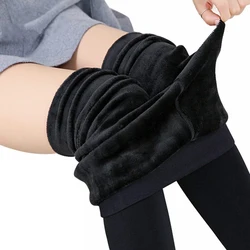 2022 nova leggings de inverno para as mulheres quentes mais tamanho leggins cor sólida veludo leggings de cintura alta leggings elásticos