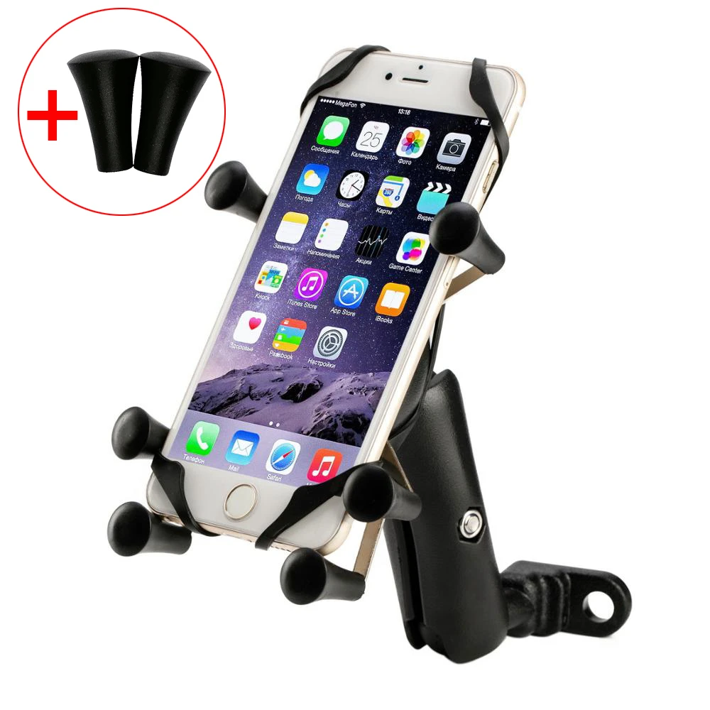 Motorcycle Mirror Mount Scooter Rear View Universal Cell Phone Grip
