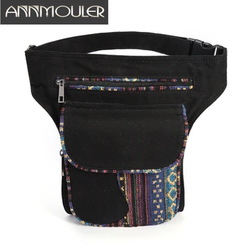 Annmouler-여성용 허리 가방, 보헤미안 스타일 패니 팩, 여성용 엉덩이 가방, 패치 워크 전화 주머니 가방, 대용량 다리 가방 지갑