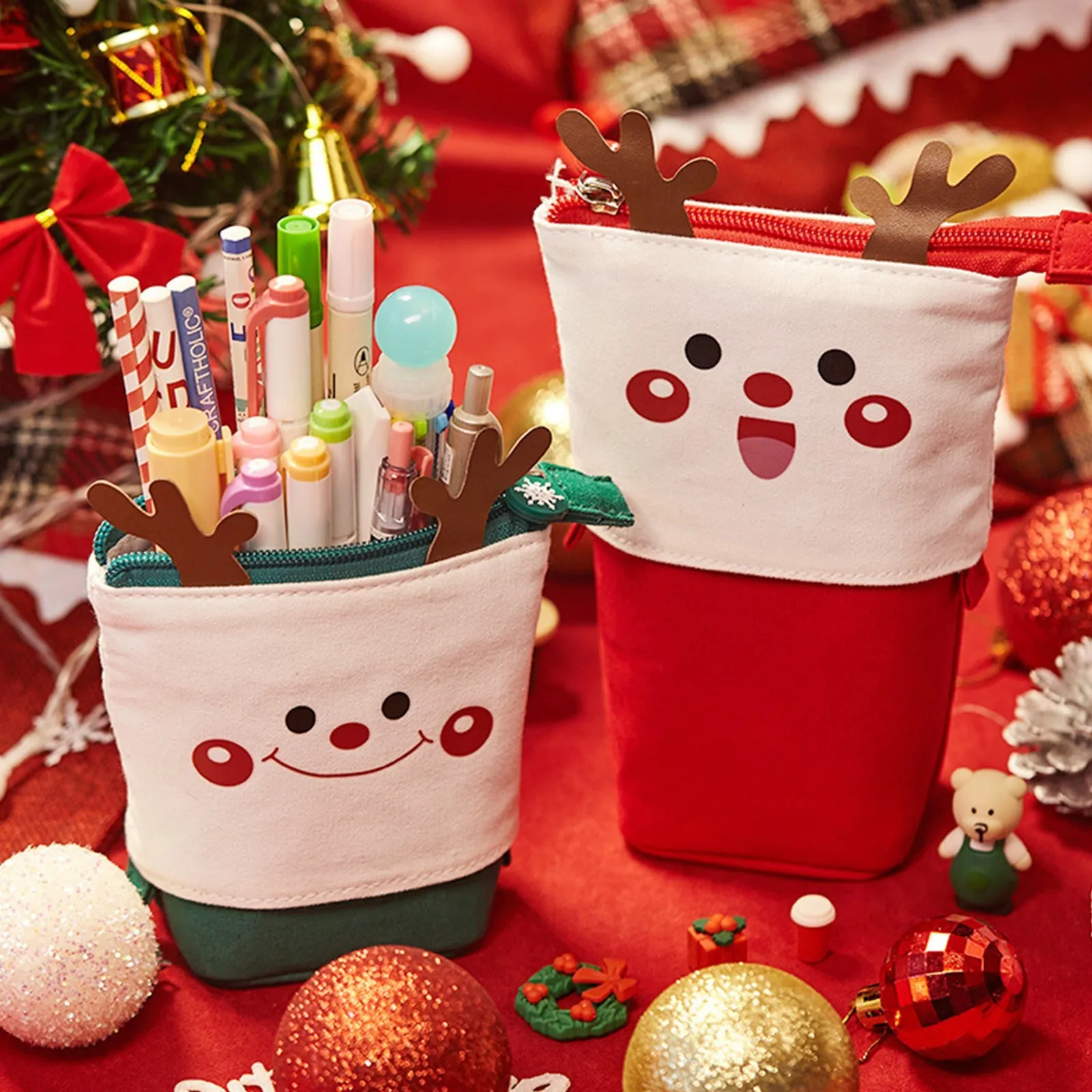 Christmas Pencil Bag Large Capacity Lovely Case Navidad Merry Decorations For Home New Year 2022 | Дом и сад