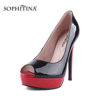 

SOPHITINA Women's Super High Heel Pumps Elegant Peep Toe Stiletto Thin Heeled Wedding Ladies Slip on Shallow Dress Shoes PC725