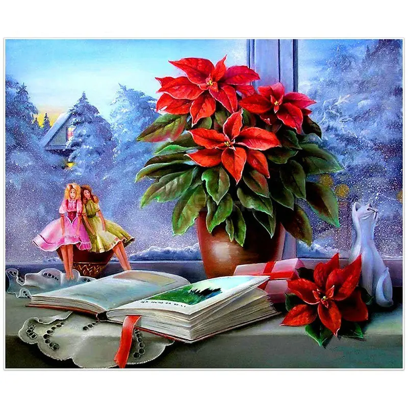 5d diy diamond painting flower book icon mosaic handmade cross stitch red decoration 3d art craft |