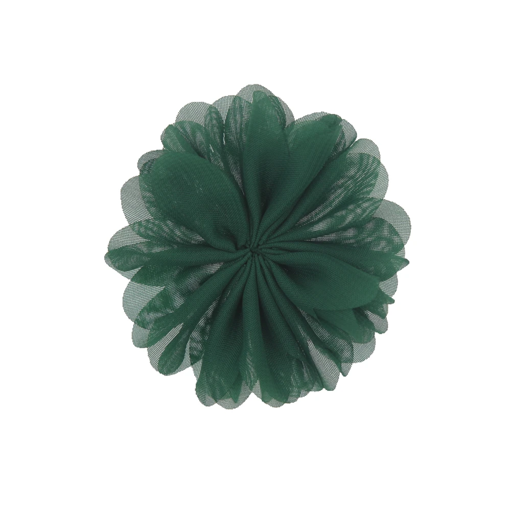 green Мини 2,8 ''самодельные Цветы Дети Бутик шифон цветок без зажимов Рождественский аксессуар Свадебные аксессуары для волос для девочек 15 шт./партия - Цвет: green