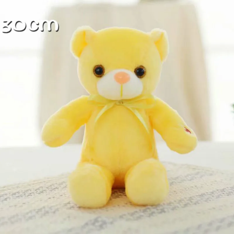 30cm Yellow bear Световой 25/30/50 см творческий светильник вверх СВЕТОДИОДНЫЙ красочные светящиеся Плюшевые мишки Мягкие плюшевые игрушки Рождественский подарок для детей - Цвет: 30cm Yellow bear