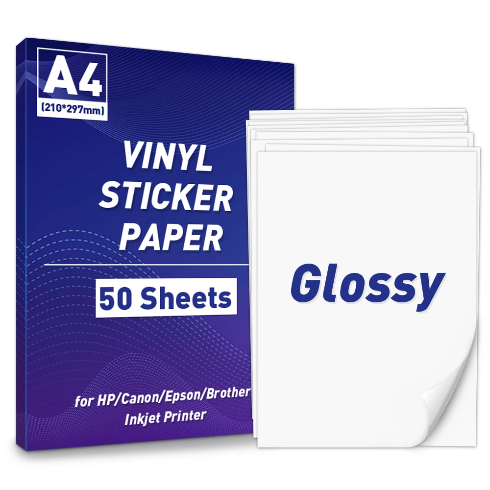 Sticker Paper for Inkjet Printer Label Paper 8.5''x11(A4) 30 Sheets  Sticker Paper Glossy White Waterproof