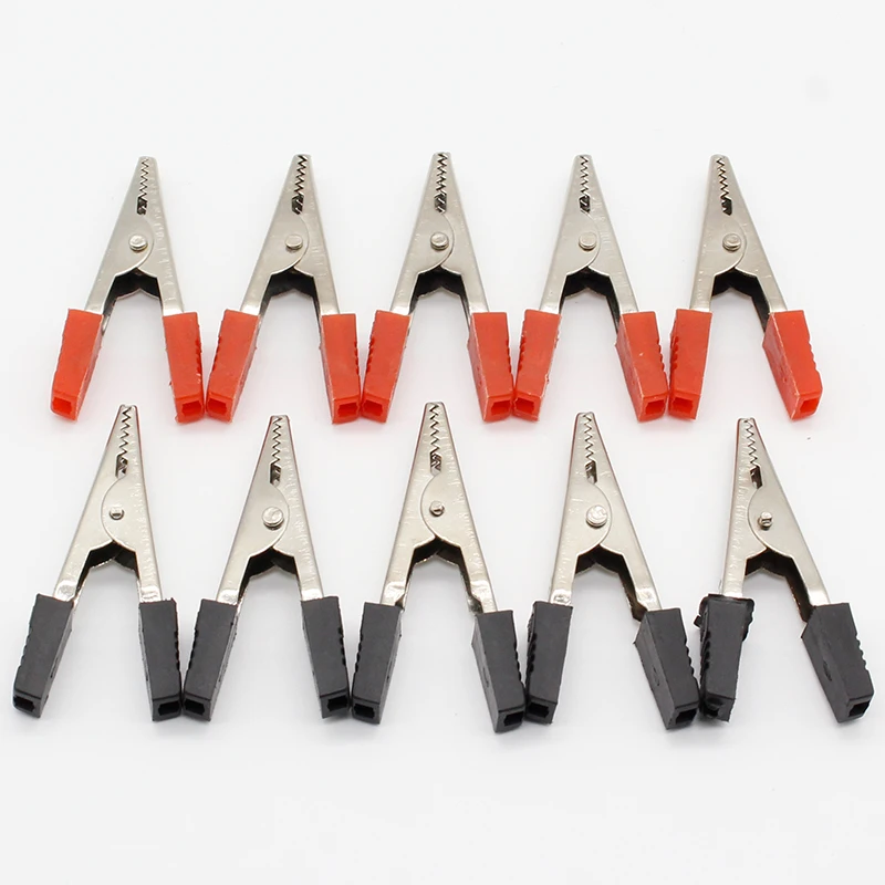 10Pcs 5cm Red + Black Electrical Tool Alligator Clips Battery Clip Crocodile Car Caravan Van Battery Test Lead Clips 50mm Alligator Clips