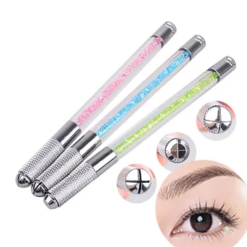 

50pcs Golden/Red/ Purple/Blue/Silver color Double-headed Crystal Tattoo Manual Pen Permanent Makeup Pen Tattoo Tools For Needles