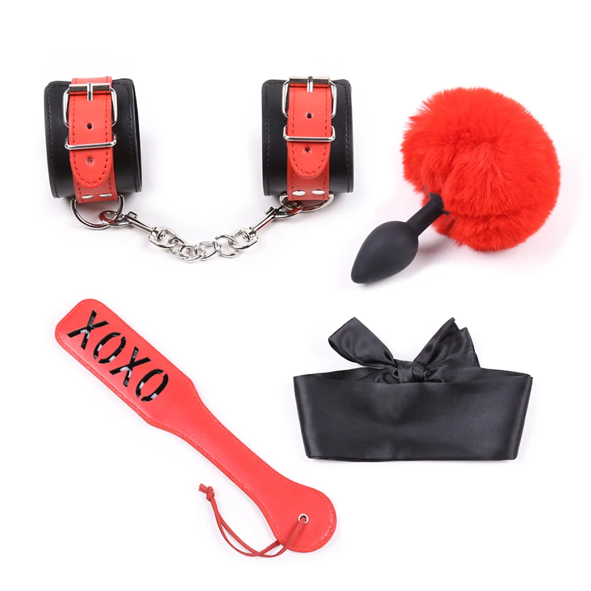 4pcs Sex Toys for Couples Exotic Accessories Adjustable BDSM Sex Bondage Set Erotic Accessories Handcuffs Beat Anal Plug Women