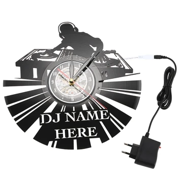 

DJ NAME HERE 12 Inch Vinyl Record Clock Modern Wall Clock Personality Wall Art Retro Clock Music Lover Gift EU Plug