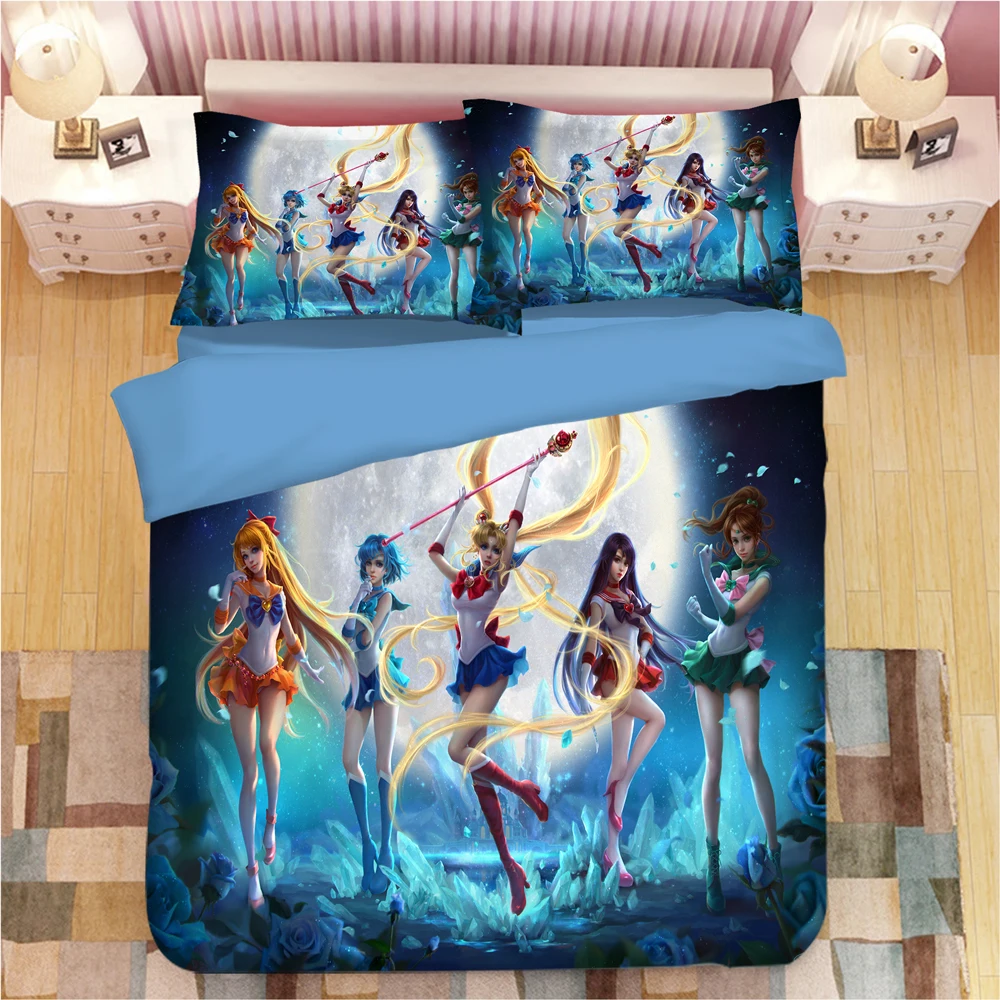 

Sailor Moon Anime bedding set Duvet Covers Pillowcases Cartoon Sailor Moon comforter bedding sets bedclothes bed linen bed set