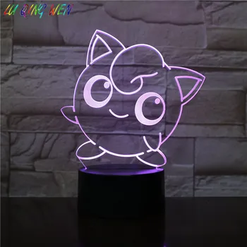 

Pokemon Go Jigglypuff Figure Kids Night Light LED Bedside Atmosphere Colorful Night Light Child Holiday Gift 3D Lamp Jigglypuff