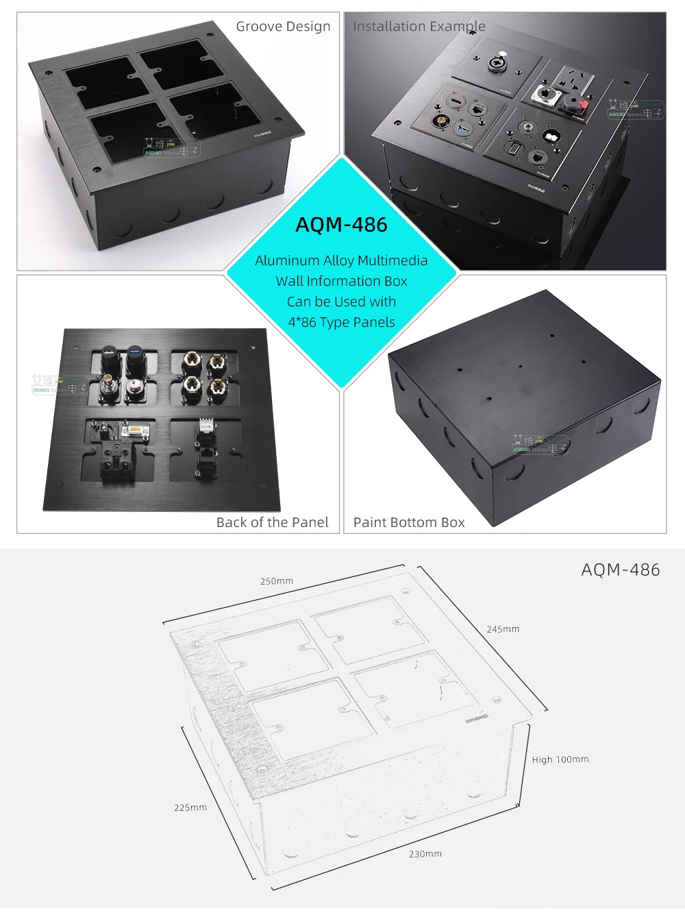 Multifunktionale Bodensteckdose D-Typ XLR Strom- und AV-Schnittstellenpanel für Bühne und Konferenzraum, Anpassbar – Detail 13