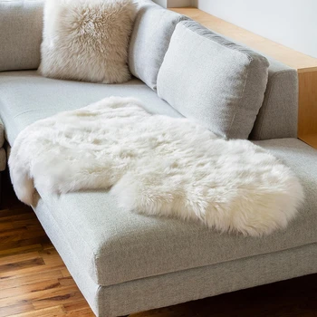

Selected quality Real full pelt New Zealand sheepskin rug ,ivory color shaggy sheep fur decoration sofa cushion ,fur carpet