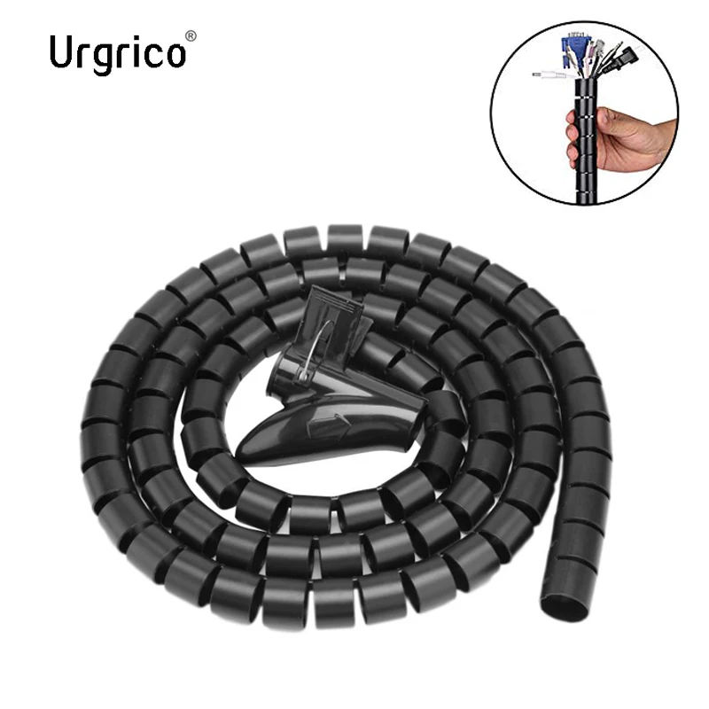 

1.5m USB Cable holder Flexible Spiral Tube Cable Organizer Wire Wrap Cord Protector Wire Storage Pipe Cable Winder 16/22/28mm
