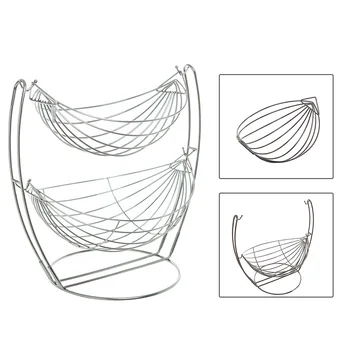 

2 Tier Food Storage Fruit Basket Kitchen Organizer Draining Removable Display Stand Save Space Hollow Vegetables Home Easy Clean