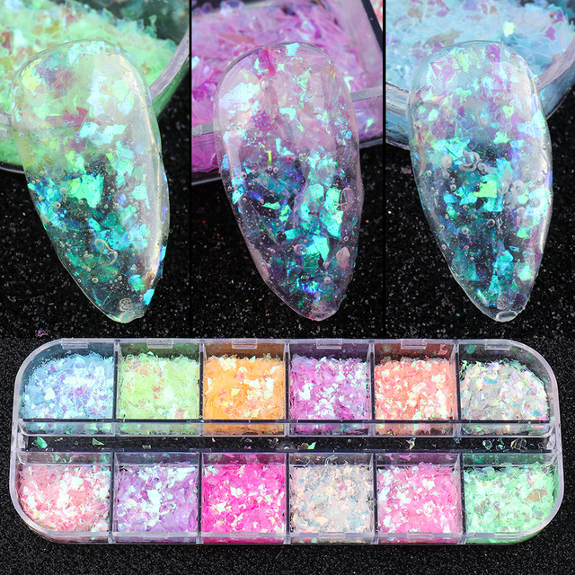 Abalone Shell Slices Nail Art Decorations 3D Broken Sea Shell Stone Flakes Aurora Charms Nails Accessories Manicure TRBY