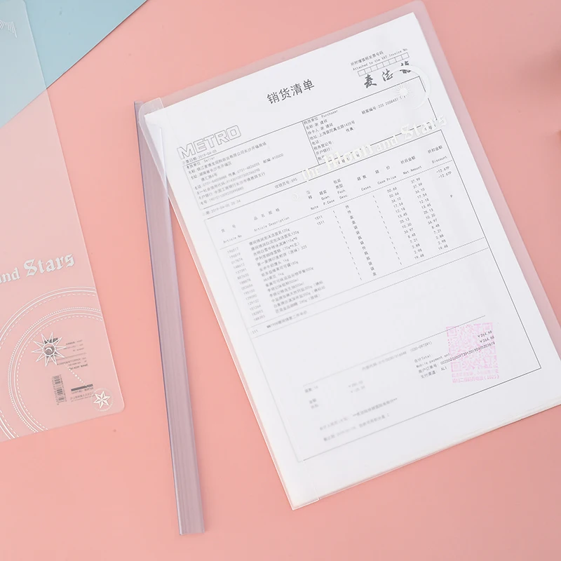 

4PCS/Lot PP Rotary Folder A4 Translucent Report Folder Office School Stationery Document Organizer Cultural&Creative Paper Clips