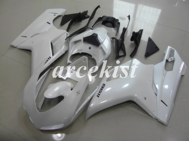 ABS полный обтекатель комплект подходит для DUCATI 848 evo 1098 1198 1098S 2007 2008 2009 2010 2011 2012 набор черный матовый - Цвет: white glossy