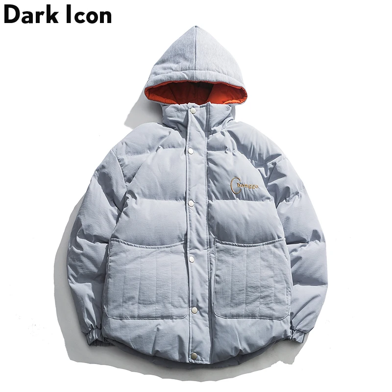 

Dark Icon Color Block Hip Hop Jackets Hoody Men 2019 Winter Thick Style Men’s Hooded Jacket Outerwear