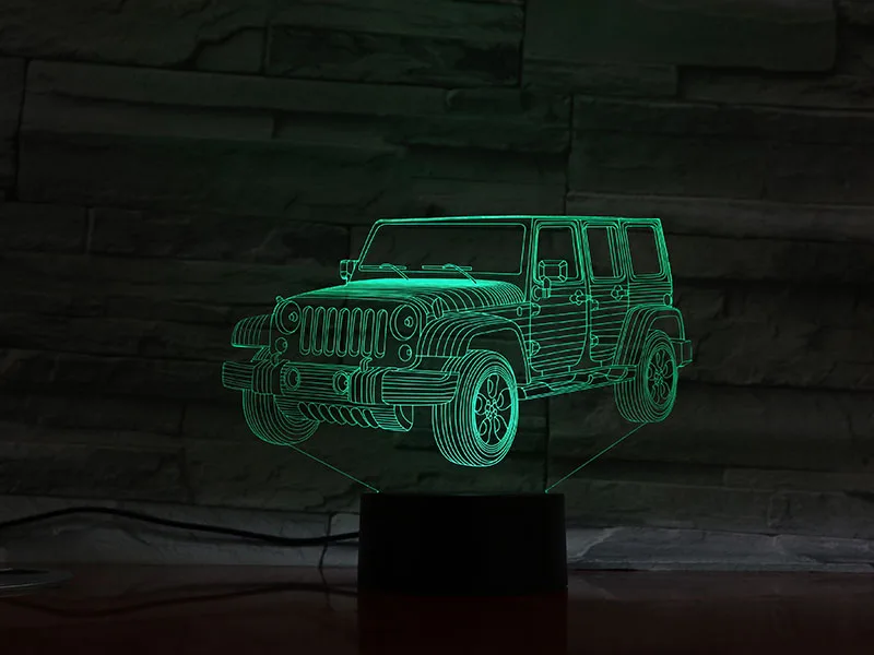 3D лампа Jeep на батарейках изменение цвета с пультом дистанционного управления