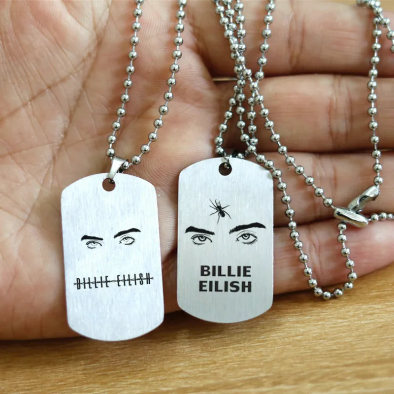 Billie Eilish ожерелье с подвеской из нержавеющей стали модное ювелирное изделие в стиле панк круглая цепочка квадратная подвеска ожерелье Подарки для фанатов