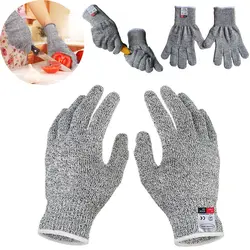 Gants de sécurité en fil métallique de qualité 5, résistants aux coupures et aux coups de couteau, pour chantier, cuisine et jardinage, 2 pièces 