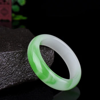 

Hetian Jade Ice Semi-Green Floating White and Green Bracelet
