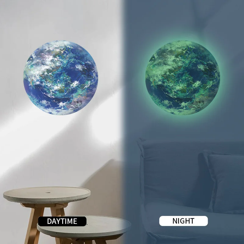 Luminous 3D Earth Glow-in-the-Dark Wall Sticker for Kids' Room and Home Decor