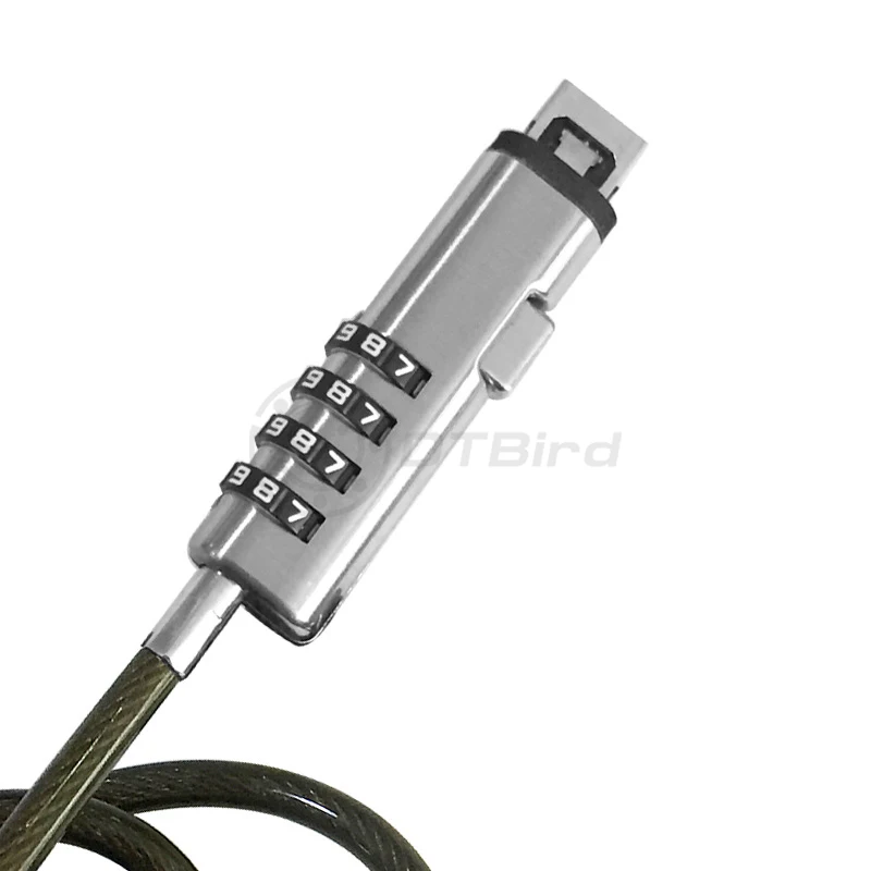 190 см длиной 5 мм Диаметр USB сталь Ноутбук безопасности 4 замок с цифровым шифром Цепной кабель Защита от кражи для USB
