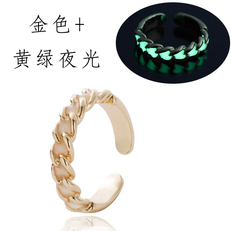 Gold Green Новая мода, регулируемое светящееся кольцо в форме сердца, серебряное кольцо, светящееся в темноте кольцо, сердце, любовь, свободный размер, женский подарок - Цвет основного камня: Gold Green