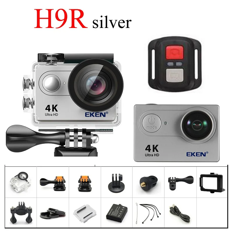 Eken H9R/H9 Экшн-камера 4K 25fps WiFi 2,0 дюймов 170D Водонепроницаемый подводный шлем спортивный набор камер - Цвет: H9R Silver