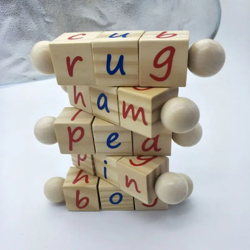 

5Pcs Montessori Phonetic Reading Matching Letter Game Education Building Blocks