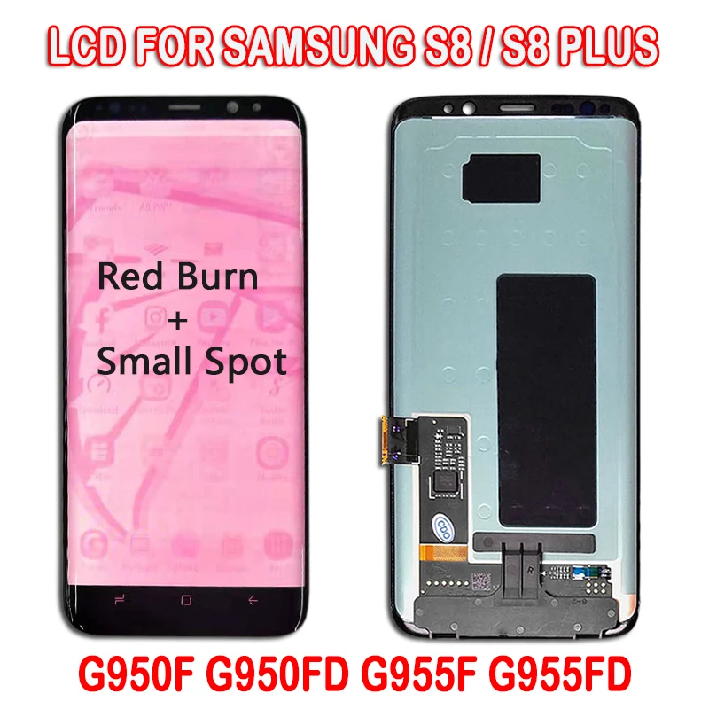 

ORIGINAL Amoled S8 LCD with Red Burn Replacement for SAMSUNG Galaxy S8 G950F G950FD Display S8 Plus G955F Touch Screen Digitizer