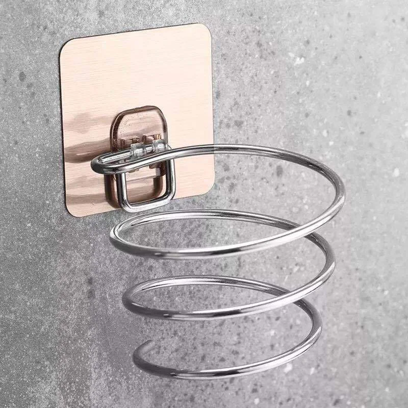 Brushed gray sticker Сушилка для волос из нержавеющей стали, стойка для туалета, подвесная сушилка для волос, настенная вешалка для ванной - Цвет: Brushed gray sticker