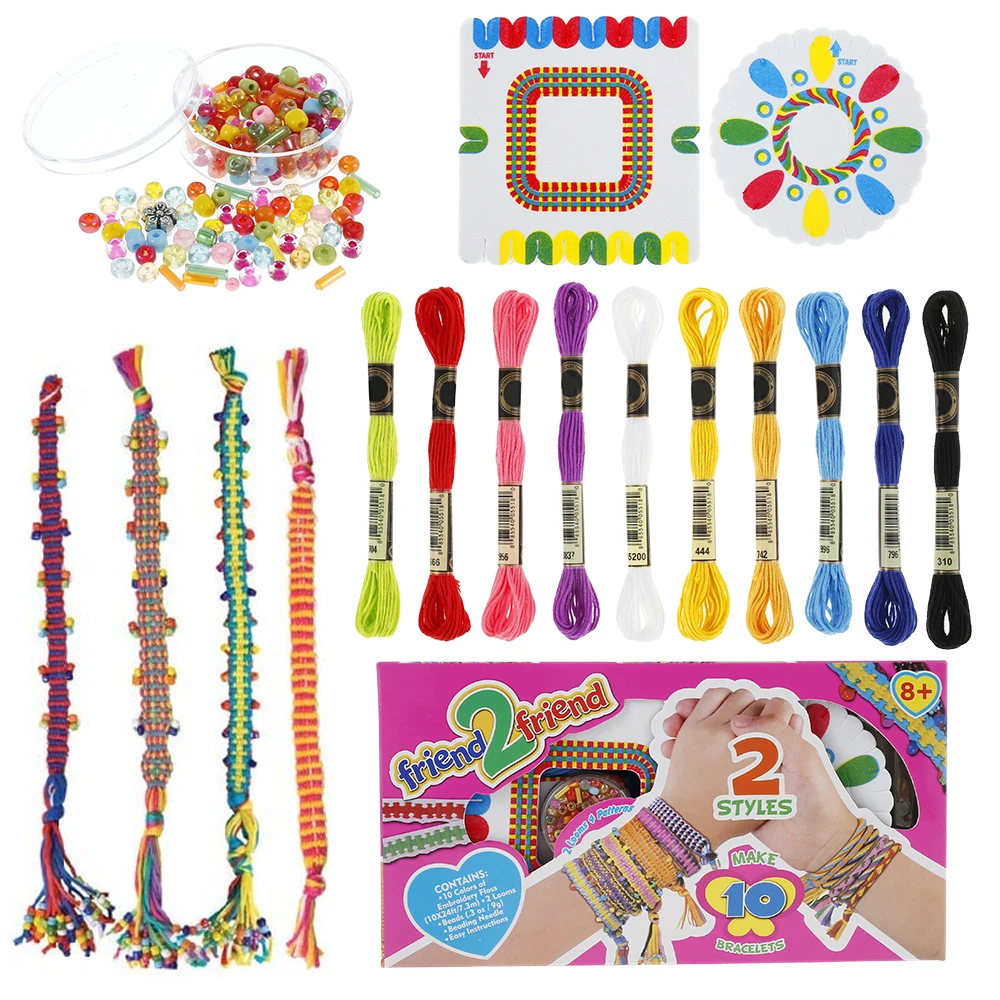 Cuentas de cuerdas coloridas hechas a mano para niños y niñas, juguete artesanal creativo, pulsera de amistad, collar, joyería, juguete para regalo