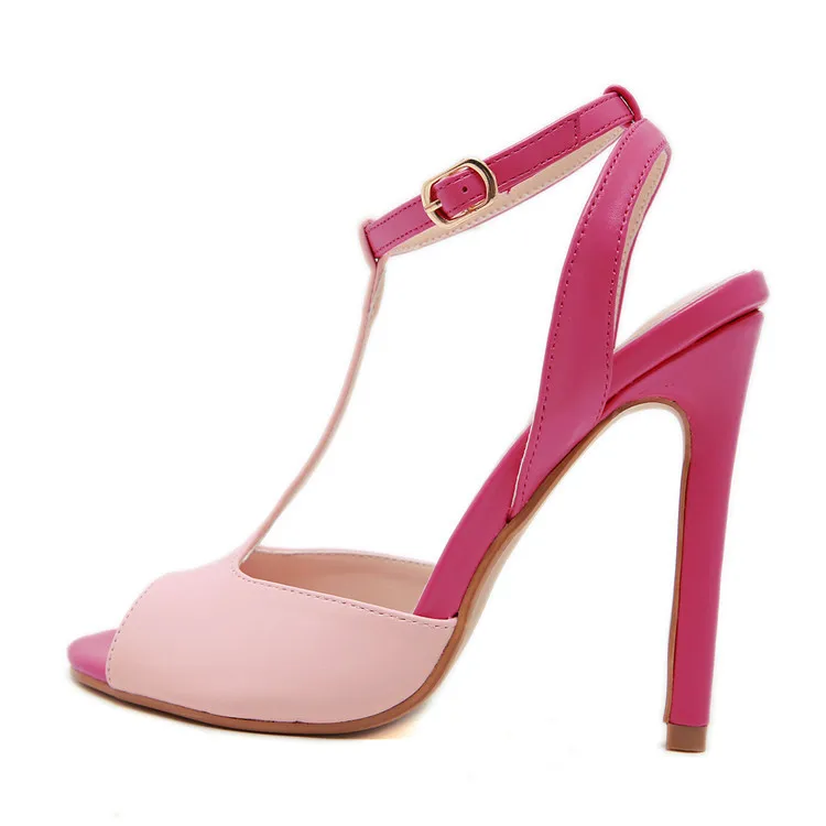 Eilyken женская обувь пикантные туфли с открытым носком на тонком высоком каблуке новые летние Пряжка на щиколотке ремешками вечерние свадебные Розовые сандалии, женские лодочки