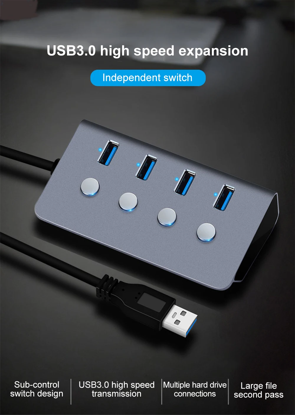 CHUYI концентратор USB 3,0 4 порта Высокоскоростной Алюминиевый сплав USB 3,0 Hab разветвитель адаптер для Macbook PC Компьютерные аксессуары