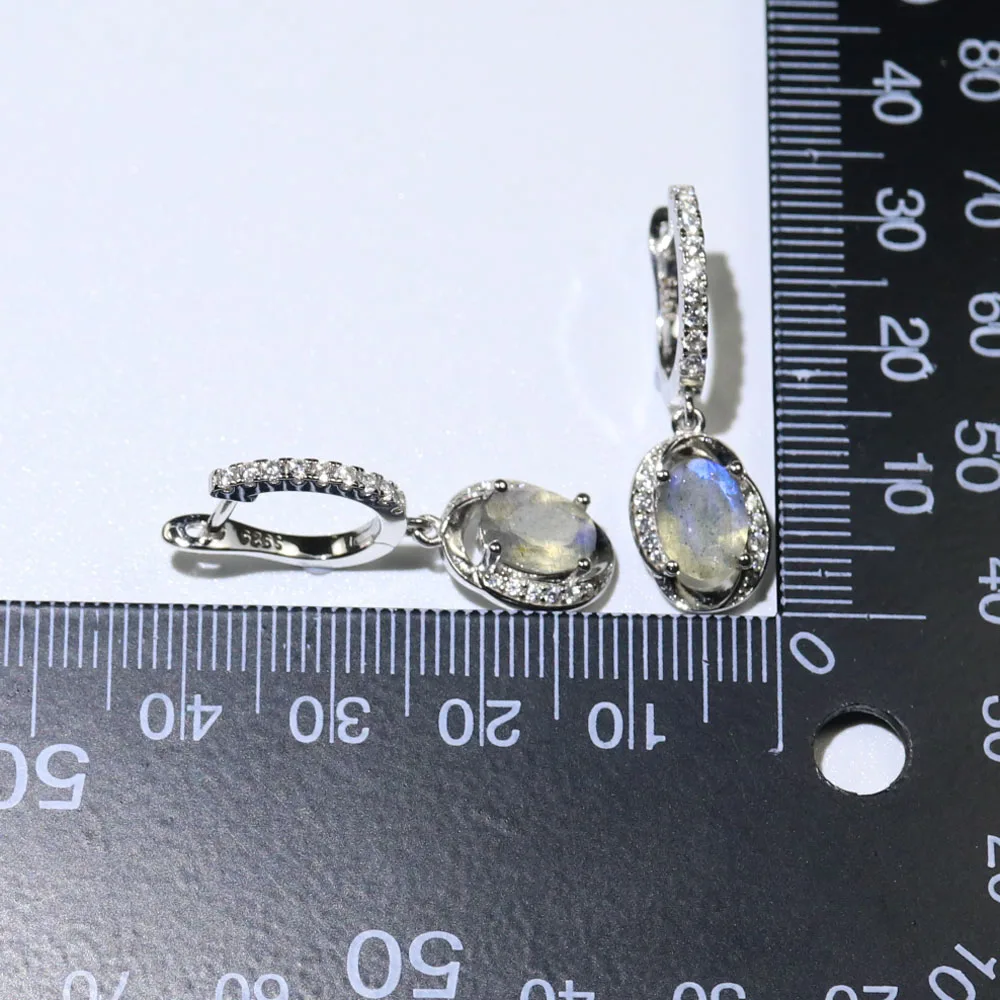 Серьги из натурального Лабрадорита овальной формы 6*8 мм ювелирные изделия