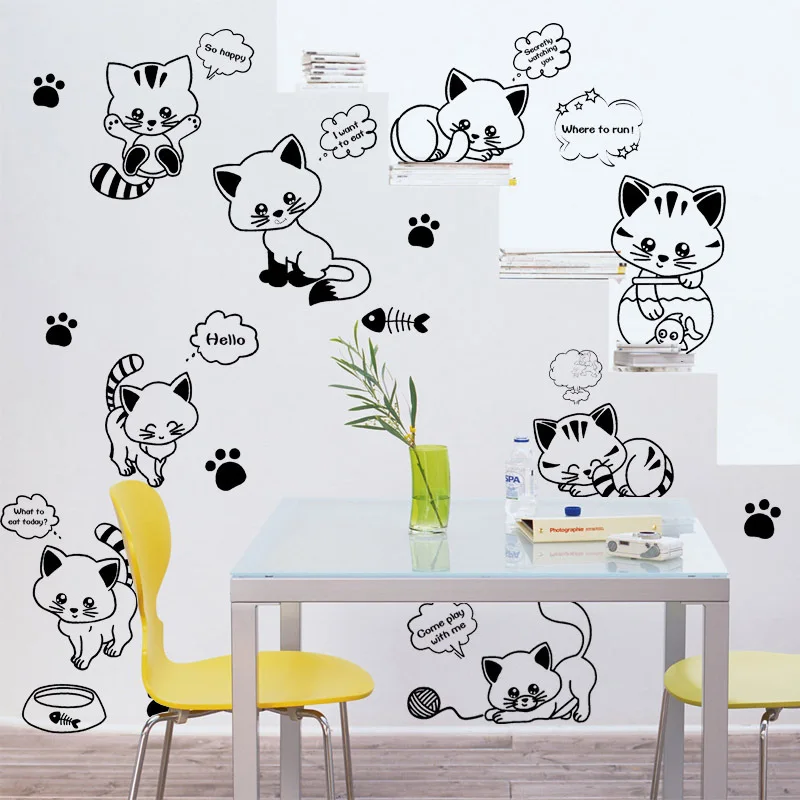 Güzel 8 Beyaz Sevimli Kediler Duvar Sticker Modern Kedi duvar Güzel 8 Beyaz Sevimli Kediler Duvar Sticker Modern Kedi duvar
