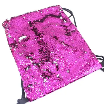 

Gorgeous Youth style Mermaid Sequin Sports Bag Drawstring Backpack Outdoor Backpack Color Stitching Personalized Backpack