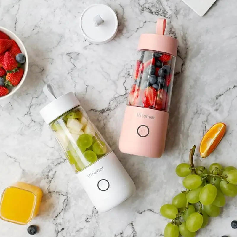

350ml Portable Juicer Blender USB Rechargeable Juicer Cup Fruit Vegetable Four Blade Mixing Machine Ice Crusher Meat Grinder