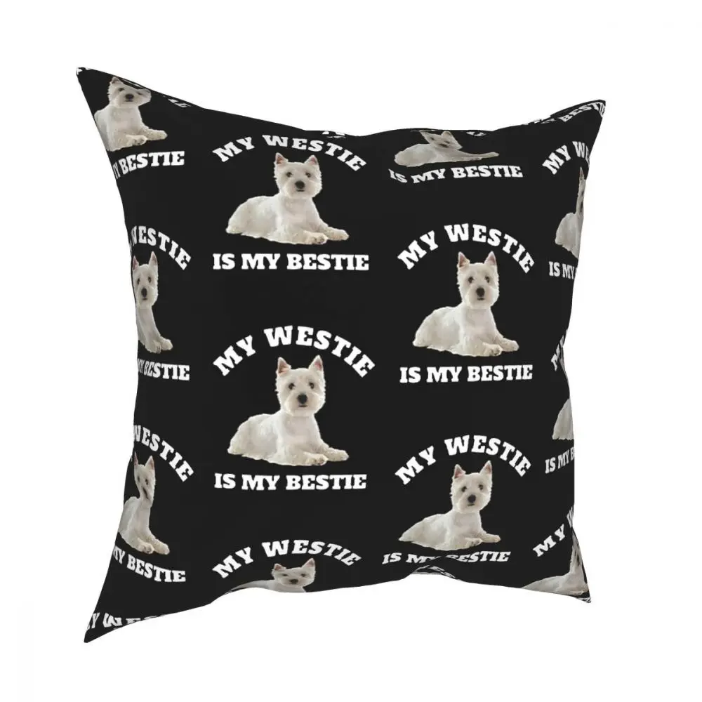

Westie Bestie West Highland Terrier Throw Pillow Cover Polyester Decorative Pillow Cute Puppy Dog Funny Pillowcase