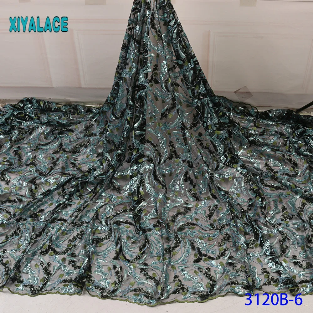 Дизайн с блестками африканская французская кружевная ткань высокого качества нигерийская кружевная ткань для одежды для свадеб и вечеринок YA3120B-6