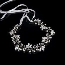 Горячая повязка на голову с серебряные стразы невесты Лоб повязка на голову свадебный стиль аксессуары