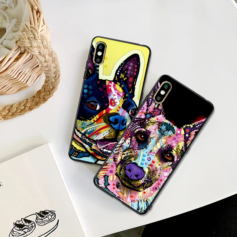 Cool dog Phone Case For iPhone XR 11 Pro XS Max X 5 5S Colorful animals 7 8 6 S 6S Plus bstract back Cover funda para coque | Мобильные