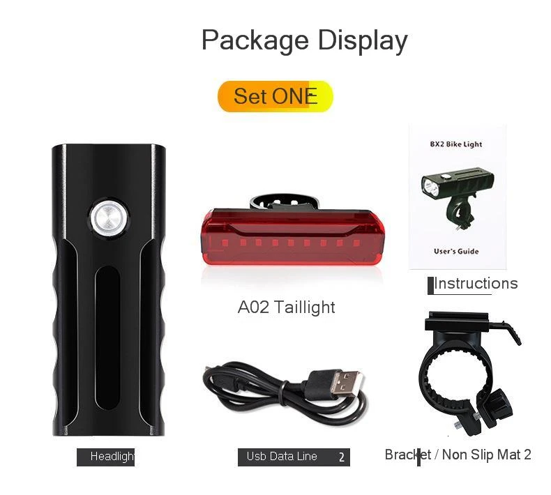 L2 rechargeable bike headlight Front bicycle light bicycle flashlight bike light Bicycle lantern cycling lights cycle lights led - Цвет: BX2 1200Ah T6 L2 A02
