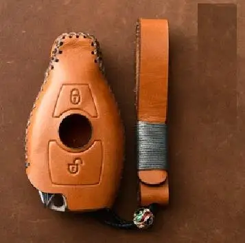 2button brown Натуральная кожа чехол ключа дистанционного управления автомобилем ключ чехол для Mercedes benz A, B, R G Class GLK GLA w204 W251 W463 W176 смарт-ключ - Название цвета: 2button brown