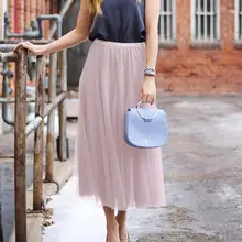 Новинка, плиссированные юбки для девушек, Модные Милые Женские однотонные юбки с высокой талией, Повседневная сетчатая юбка, осенняя женская одежда