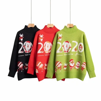 

Christmas pattern Thicken Women Sweaters Autumn Winter Female Korean Knitted Turtleneck Pullovers Jumpers