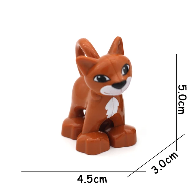 Big Size Building Blocks Animal Accessories Farm Figures Pig Rabbit Chicken Duck Dog Cat Bird horse Cow Sheep DIY Toys Gifts Brown Cat